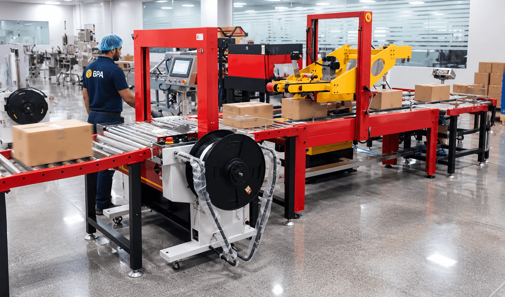 Automated packaging machinery on the BPA workshop floor